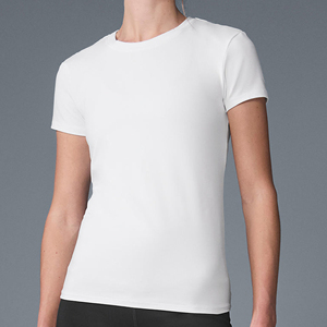 T-shirt court pour femme à manches courtes, col rond, respirant, décontracté, streetwear, tendance, haut d'été - Product Image 1