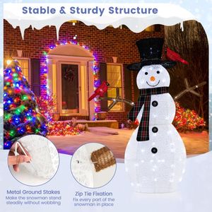 Decorazione Natalizia con Pupazzo di Neve Illuminato di 1,2 Metri e Uccelli Rossi, Ornamento Festivo per le Feste - Product Image 6