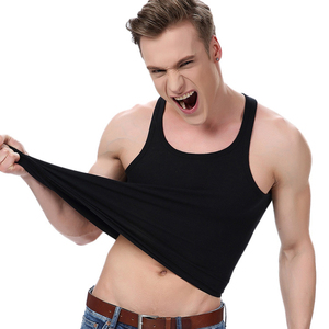 Débardeur homme pas cher, logo personnalisé, couleur unie, confortable, respirant, extensible, col en U, 100% polyester, séchage rapide, écologique - Product Image 4