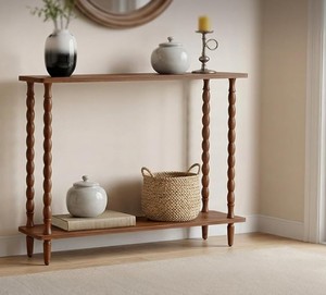 Mesa Consola Moderna de Madera Maciza para Pasillo con Estante de Almacenamiento, Diseño Rústico para Entrada con Patas de Espiga, Mueble para Sala de Estar - Product Image 2