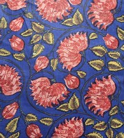 Tela de Punto de Algodón Floral, Estampado de Flores Amarillas, Azules y Rojas, Suave y Ligera, 43 Pulgadas de Ancho, Transpirable, Ecológica, de Alta Calidad