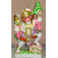 Magnifique statue de Hanuman Ji en marbre blanc, faite à la main, en position debout, levant la montagne, pour la vente en gros, destinée à la divinité.