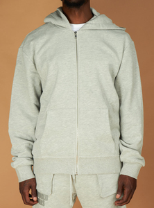 Everyday Wear <b>Lightweight</b> Regular Stylish Durable Winter Solid Soft Cotton Full-zip <b>Hoodie</b> And Matching Straight-leg Jogger Set - Product Image 6