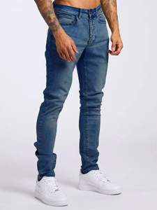 Pantalones Vaqueros de Mezclilla para Hombre, Estilo Europeo Americano, Corte Slim, Cintura Media, 100% Algodón, Transpirables, Negros, Rectos, Casuales, de Pierna Estrecha - Product Image 4