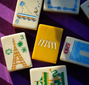 Amerikaanse luxe MahJongg-set compleet met 166 tegels, jokers, rekken, bloemen, draken, winden, NMJL standaard, acryl, draagbaar Mahjong-spel - Product Image 2