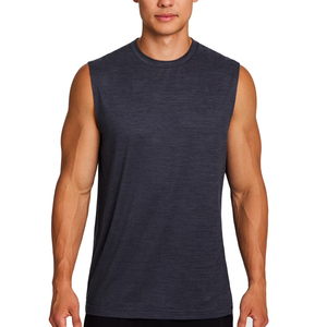 Running <b>Singlet</b> Quick Dry Oversized Sports Gym Muscle Tee Sleeveless Vest Workout Tank Tops Cotton Spandex Athletic <b>Men</b> Tank Top - Product Image 4