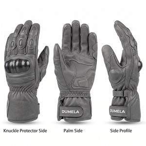Gants de moto Dumela en cuir gris, pleine longueur, sportifs, respirants, sans doublure, compatibles écran tactile, détection par aiguille - Product Image 1