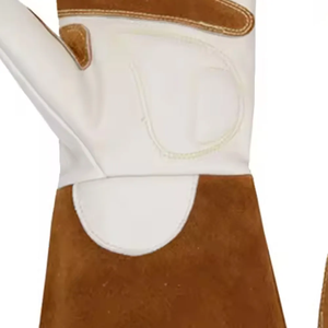 Gants de soudage TIG personnalisés, marron, avec manchette et pouce droit, pour la soudure à l'arc, protection contre les éclaboussures de métal fondu, doublure en coton - Product Image 4