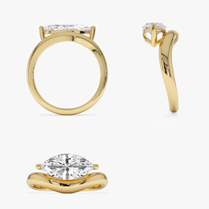 Bague de fiançailles en or rose avec diamant taille marquise, bijou solitaire classique pour femme - Product Image 4