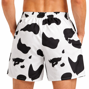 Men's Cow Print Casual Shorts Lightweight Quick Dry Beach Swim Trunks with Drawstring Waist and Pockets - Product Image 3