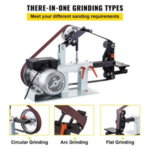 Levigatrice a Nastro e a Disco 3 in 1 a Velocità Costante 2HP 1500W 110V, Levigatrice da Banco di Grado Industriale 2'' x 82'' con 3 Mole Abrasive da 12 Pollici - Product Image 3