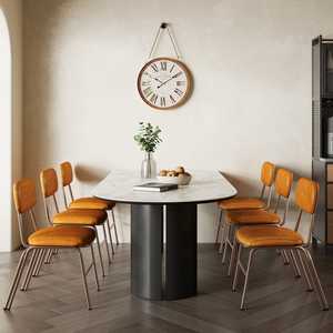 Chaises de salle à manger marron prêtes à l'exportation, lot de 2, avec revêtement en cuir et structure métallique pour un soutien confortable de la posture pendant les repas - Product Image 5