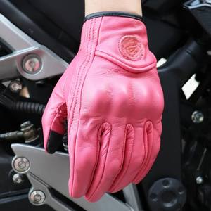 Gants de moto d'hiver rétro unisexes, pour écran tactile, en cuir véritable, respirants, coupe-vent, pour course de moto - Product Image 1