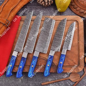 ชุดมีดทำครัวระดับมืออาชีพ 5 ชิ้น ใบมีดเหล็กดามัสกัสตีขึ้นรูปด้วยมือคมกริบ ด้ามไม้ปักก้า MOQ ต่ำ - Product Image 5