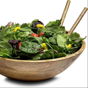 Tazón Redondo de Madera Ecológico Multiusos para Ensaladas, Frutas, Sopa, Arroz, Utensilios de Cocina de Madera Resistente - Product Image 1