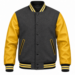Veste universitaire d'hiver pour homme, personnalisée, brodée sur le devant, de haute qualité, 100% toile de laine, imperméable, coupe-vent, bicolore - Product Image 5