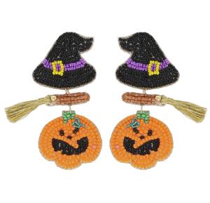 ต่างหูห้อยลูกปัดฟักทองสีส้มฮาโลวีนต่างหูทำมือจากอินเดียสำหรับผู้หญิงและเด็กผู้หญิงคุณภาพสูง - Product Image 5