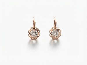 14K Yellow Gold Lab Grown Diamond Cluster Flower Lever back <b>Earrings</b> <b>Fine</b> Jewelry Gift For Women Girls Anniversary Birthday Gift - Product Image 1