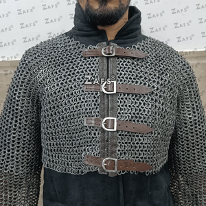 Camisa de Malla Metálica Medieval Hecha a Medida de Acero Suave, Anillos Remachados Planos de 9mm, Manga Completa, Armadura para Reenactment, Disfraz de Caballero para Cosplay - Product Image 2