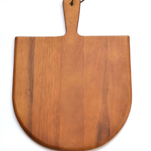 Planche à servir ronde en bois d'acacia élégante à motif chevrons, avec poignée, pour couper et servir la pizza, idéale pour la cuisine - Product Image 2