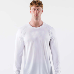 <b>Men's</b> Quick Dry <b>Long</b> <b>Sleeve</b> T <b>Shirt</b> Slim Fit O Neck Solid <b>White</b> Sporty Top - Product Image 4