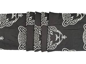 Tela de Algodón Negra Bordada con Motivo de Cabeza de Leopardo Blanco, Diseño Animal en Toda la Superficie, Trabajo con Hilo Buti, Material para Vestidos - Product Image 4