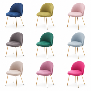 เก้าอี้รับประทานอาหารกำมะหยี่สีม่วงดำชมพูเขียวทันสมัยพร้อมขาสีทอง - เฟอร์นิเจอร์รับประทานอาหารสุดหรู - Product Image 3