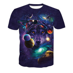 T-shirt à manches courtes pour homme, imprimé photo loup hurlant sur lune et ciel nocturne, col rond, coupe décontractée, respirant, en polyester tricoté - Product Image 6