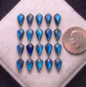Pierre précieuse naturelle Labradorite taille rose, effet de jeu de couleurs bleu éclatant, 10x15, dos plat, pierre lâche pour la fabrication de bijoux, approvisionnement en gros - Product Image 4