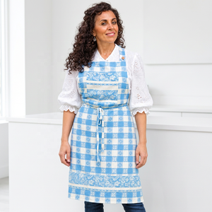 Tablier en coton à imprimé floral et à carreaux, 130 GSM, tissé, sangle de cou réglable, couleur personnalisée, marque privée - Product Image 3