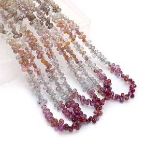 Perles facettées en saphir naturel multicolore de 3 mm à 5 mm, forme goutte d'eau, pierres semi-précieuses, perles en vrac pour bijoux - Product Image 5