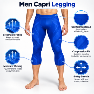 Legging Capri Premium pour homme : Matière douce, soutien flexible et confort léger pour l'entraînement en salle de sport et les exercices quotidiens - Product Image 6