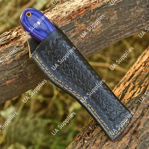 มีดล่าสัตว์และชำแหละหนัง ใบมีดเหล็กดามัสกัส ด้ามไม้ปักก้า รับผลิตแบบ OEM/ODM ปรับแต่งได้ตามต้องการ ด้ามตรง ของขวัญสำหรับเขา - Product Image 6