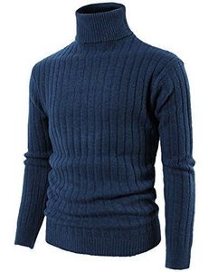 Pull à col roulé côtelé personnalisé pour homme, manches longues, tricoté en coton et fibre de bambou, pull d'hiver, OEM ODM, tricotage - Product Image 3