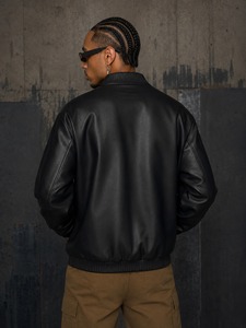 Chaqueta de cuero elegante con forro interior suave, costuras duraderas y ajuste regular cómodo para uso diario. Diseño de chaqueta de cuero. - Product Image 2