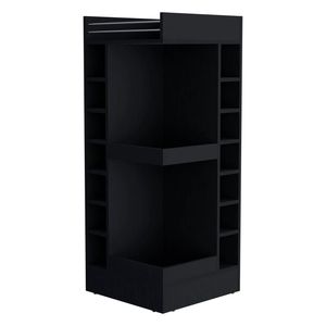 Mobile Bar Angolare Nero con Portabottiglie e Ripiano Aperto - Product Image 2