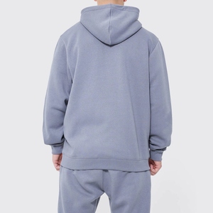 Men's Blue Hooded Sweatshirt And Joggers <b>Set</b> Casual Solid Color <b>Knitted</b> Cotton Tracksuit Autumn Wear - Product Image 6