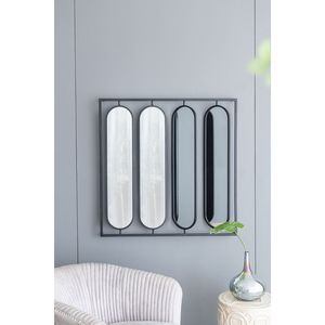Grande Specchio da Parete Ovale 90x90 cm con Cornice Nera Quadrata, Decorazione per Soggiorno, Camera da Letto, Ingresso, Ufficio - Product Image 4