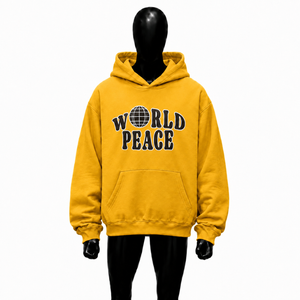 Sudadera con Capucha Dorada Oversize Estampada Urbana Unisex Casual de Forro Polar con Estampado de Globo Terráqueo - Product Image 1