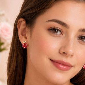 Pendientes de Manzana con Esmalte de Colores Vibrantes, Joyería Veraniega para Mujer, Ideal para Vacaciones en la Playa - Product Image 3