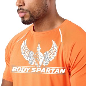 Mens Orange <b>Athletic</b> Graphic Print TShirt Casual Short Sleeve Crew Neck Sportswear Lightweight Breathable Summer Gym Fitness Tee - Product Image 2