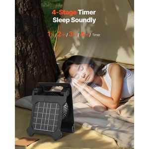 Ventilatore Solare Ricaricabile da 10000mAh con Lanterna LED, Pannello Solare Pieghevole Portatile da 7 Pollici 4W, 4 Velocità, Timer e Luce - Product Image 2