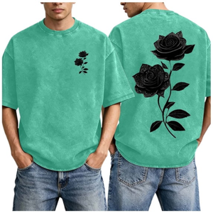 100% Cotton 240 Grams Wholesale Custom Front Acid Wash T-Shirt Oversized Blank Vintage Men's Heavyweight Tees Drop Shoulder - Product Image 5