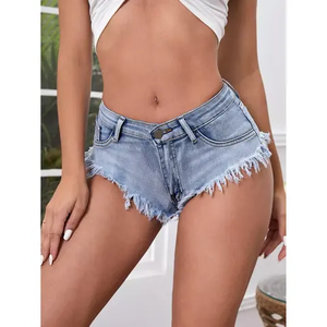 Shorts en jean pour femme à prix d'usine, confortables, taille mi-haute, sexy, imprimés gothiques, d'été, personnalisables, style travail - Product Image 1