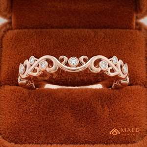 แหวนแต่งงานลายฉลุทองคำโรสโกลด์ 14K ประดับเพชรโมอิสซาไนต์ทรงกลมแบบ Eternity สำหรับผู้หญิง แหวนทองคำโรสโกลด์สุดโรแมนติก - Product Image 2