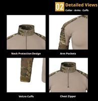 Combinaison tactique pour homme à demi-zip, respirante, chemise à manches longues, pantalon cargo, chasse, camping, équipement de sécurité en plein air