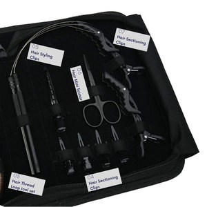 Kit d'extension de cheveux professionnel pour salon, ensemble complet d'outils de pose avec pinces à extensions, ciseaux de coupe, outil à boucle - Product Image 3