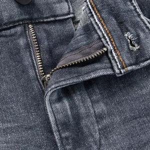 Jeans de Mezclilla para Hombre, Corte Recto, Lavado a la Piedra, Cintura Media, Corte Regular, Tejido de Algodón, Estilo Casual Otoñal - Product Image 4