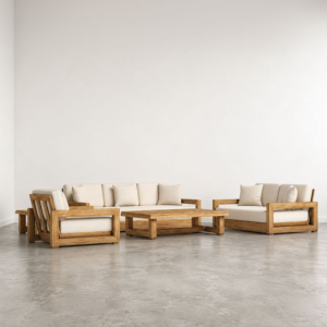 Modern Outdoor Garden Sofa Set Waterproof Wicker Rattan Patio Furniture Sets Indonesia Teak Wood Couch for Villa Resort Hotels - Product Image 1