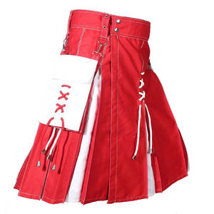 Kilt écossais moderne et tendance avec design à lacets rouges et blancs, modèle utilitaire 2026 - Product Image 1